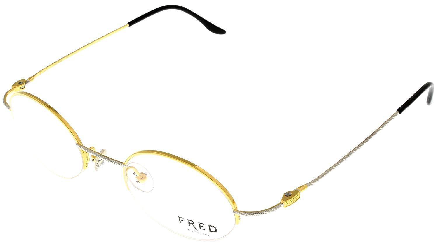 Fred Eyewear Frame Women Half Rimless Gold Silver Oval F10L02 001