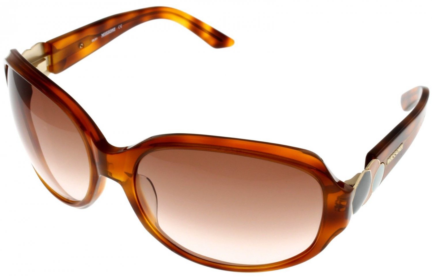 Missoni Sunglasses Women Brown Tortoise Rectangular MI 66402