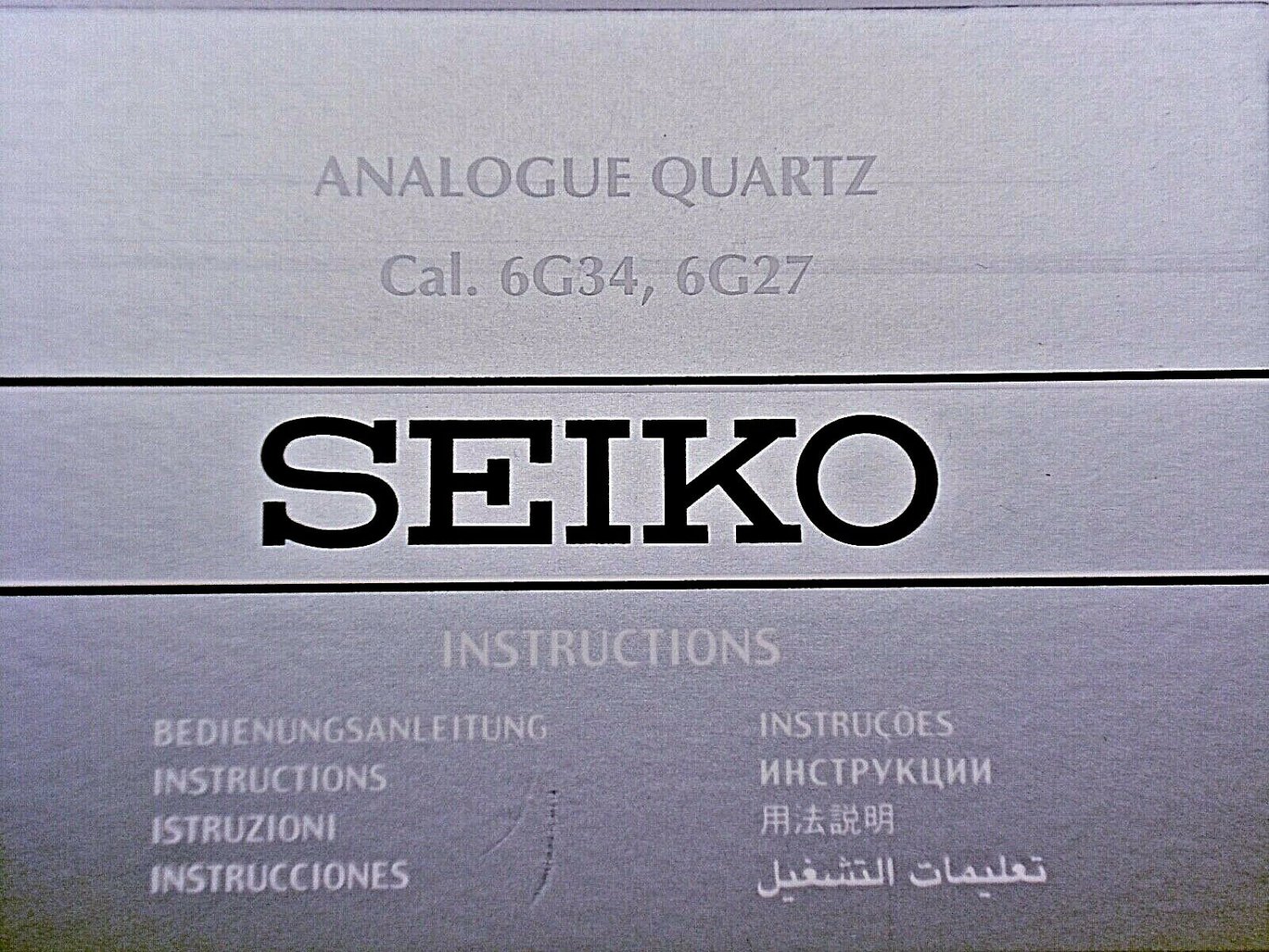 SEIKO Analogue Quartz Watch Manual Instructions Booklets Cal 6G34 6G27