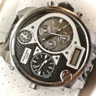 DIESEL DZ7125 SBA OVERSIZED BLACK LEATHER BAND 4 TIME ZONES CHRONOGRAPH WATCH