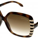 Roberto Cavalli Sunglasses Women Brown Gold Strips Cimbidium RC658S5 52F Square