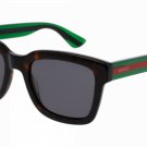 GUCCI  Brown Square Green and Red Stripes Unisex Sunglasses GG0001S-003