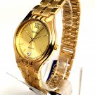 NEW SEIKO QUARTZ SNE484 MID SIZE GOLD TONE GOLD DIAL .