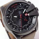 New Diesel Mens World time Watch DZ4306 Brown Canvas Band, Black Dial/No box .