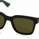 GUCCI GG0001S-002 Black Square Green and Red Stripes Unisex Sunglasses 100% AUT' GUCCI GG0001S-002 Black Square Green and Red Stripes Unisex Sunglasses 100% AUT'