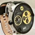 RARE DlESEL DZ7234 XXL Chronograph Watch Black/Yellow Dial /Leather Band