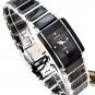 NEW SUNBORN 50247KL Ceramic Ladie's Precision Quar Black Dial Two tone Watch