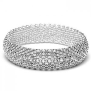 White Gold Plated Copper Mesh Bangle
