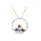 1 Carat Falling Hearts Multi-Gemstone Pendant With 18K Gold-Plated Sterling Silver Chain