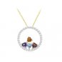 1 Carat Falling Hearts Multi-Gemstone Pendant With 18K Gold-Plated Sterling Silver Chain