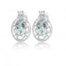 1 Carat Blue Topaz Oval Earrings with Sterling Silver Filigree Design