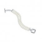 Freshwater Pearl Double Strand Bracelet with White Gold Plated Toggle Clasp
