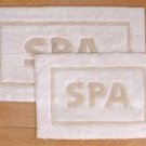 Park B. Smith 2 Pc Set Word SPA Bathroom Rug White Ecru Tan