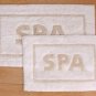 Park B. Smith 2 Pc Set Word SPA Bathroom Rug White Ecru Tan