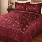 Burgundy Red Handmade Embroidered Quilt Blanket and Shams Set Queen