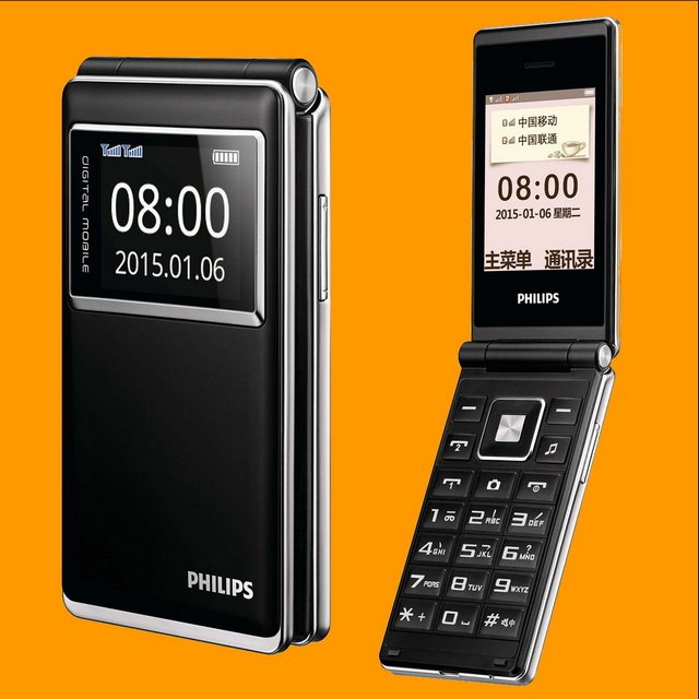 Philips E350 0.3MP FM TF Dual SIM Standby GSM 2G Dualband Flip Mobile Cell Phone