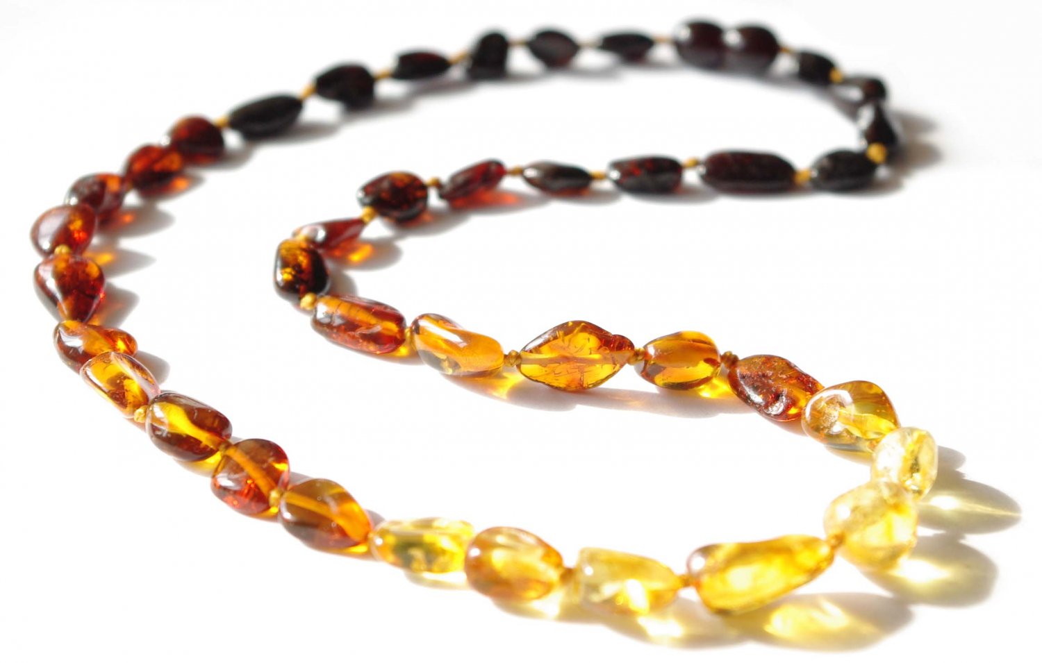 Baltic Amber Necklace Rainbow Color Olive Beads