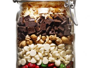 Chewy Butterscotch Nut Bars in a jar