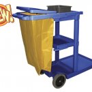 Janitor Cart Blue Plastic with Yellow Zipper 5-Bushel Bag
