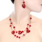 Red Heart Necklace and Earring Set