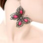 Silver and Pink Butterfly Earrings