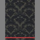 Black & Gold Mylar Madison Damask velvet flocked wallcovering: RLL7