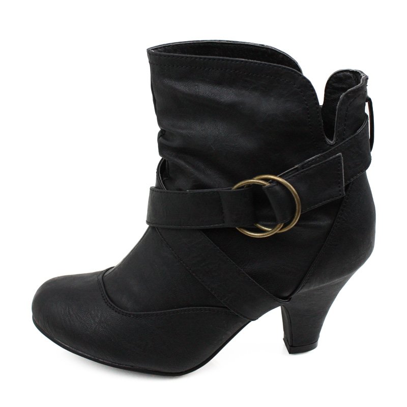 black mid heel boot