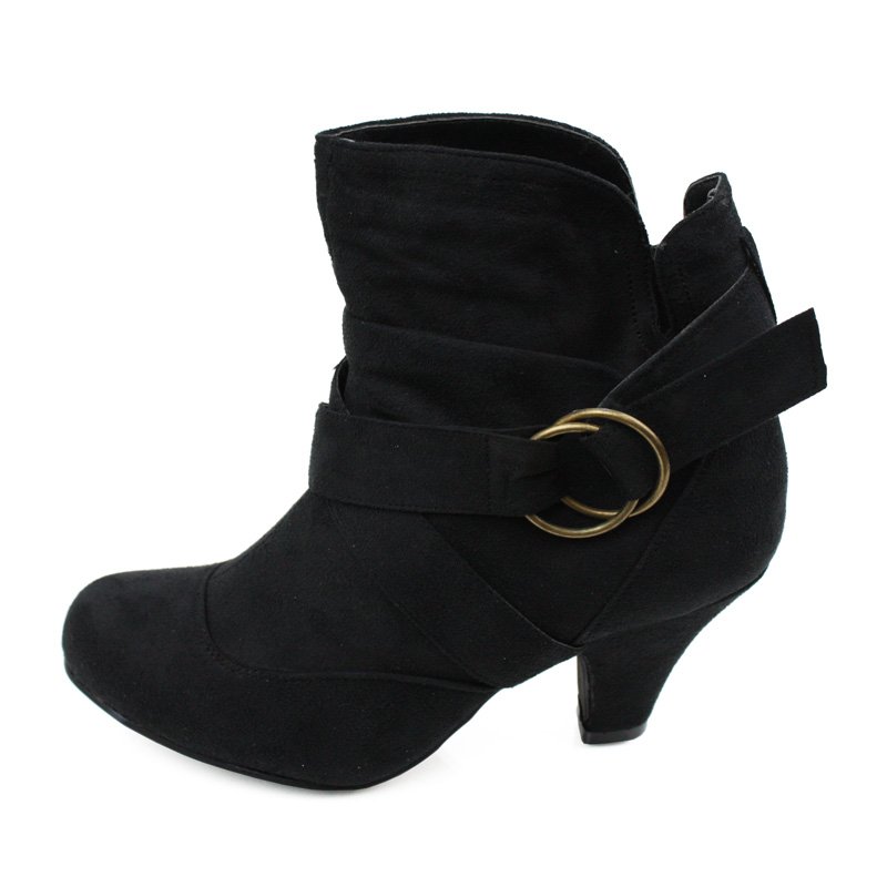 black mid heel boot