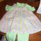 American Girl outfit t-shirt, sundress and leggings