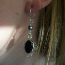 Handmade Obsidian and River Pearl Earrings