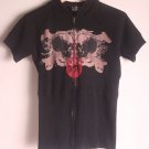 Rare Goth Lip Service Skull Shirt Top Hooded Hoodie XL