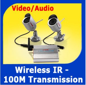 Wireless Video Audio Security Surveillance 2 Camera System w/ IR Night Vision
