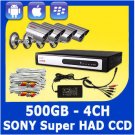 KARE 4 CH Security Outdoor IR Camera Surveillance DVR System w/ SONY CCD 500GB