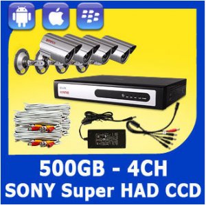 KARE 4 CH Security Outdoor IR Camera Surveillance DVR System w/ SONY CCD 500GB