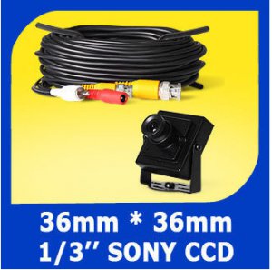 36x36mm Security Surveillance Video Audio Camera w/ SONY CCD 420TVL + 60ft Cable