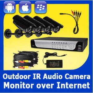 KARE 4 CH CCTV Security Surveillance DVR Audio Day Night LED IR Camera System