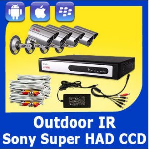 KARE 4 Channel CCTV Security Camera System with Sony Super HAD Day Night Outdoor Cameras
