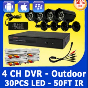 KARE 4 CH CCTV Security Surveillance DVR Outdoor Day Night LED IR Camera System