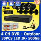 KARE 4 CH CCTV Security Surveillance DVR Outdoor LED IR Camera System 500GB HDD