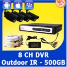 KARE CCTV 8 CH Surveillance DVR 4 Outdoor LED IR Security Camera System 500GB HD