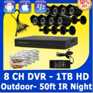 KARE 8 Outdoor LED IR Security Camera 8 CH H.264 Surveillance DVR System 1TB HDD