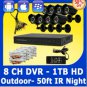 KARE 8 Channel H.264 DVR Security System with 8 Indoor/Outdoor Day Night Cameras and 1TB HDD