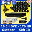 KARE 16 Outdoor LED IR Security Camera 16CH Video Surveillance DVR System 1TB HDD