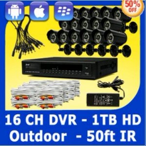 KARE 16 Outdoor LED IR Security Camera 16CH Video Surveillance DVR System 1TB HDD