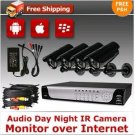 KARE 4 Video Audio Day Night LED IR Security Camera 4CH Surveillance DVR System