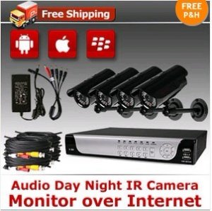 KARE 4 Video Audio Day Night LED IR Security Camera 4CH Surveillance DVR System