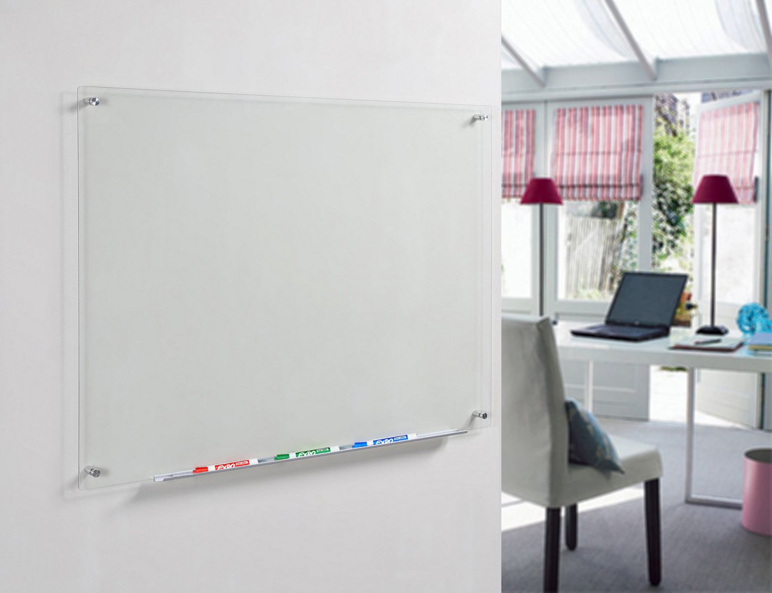 Audio-Visual Direct Clear Glass Dry-Erase Board Set - 24" x 36"