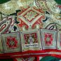 Burberrys Silk + Wool Scarf Wrap Shawl Vintage Red Beige Gold Wine Black