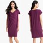$178 Large Eileen Fisher Drape Front Shift Dress Viscose Jersey Purple L POMEGRANATE