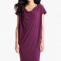 $178 Large Eileen Fisher Drape Front Shift Dress Viscose Jersey Purple L POMEGRANATE